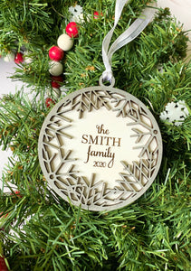 Monogram Snowflake Ornament - Two Layers, Personalized