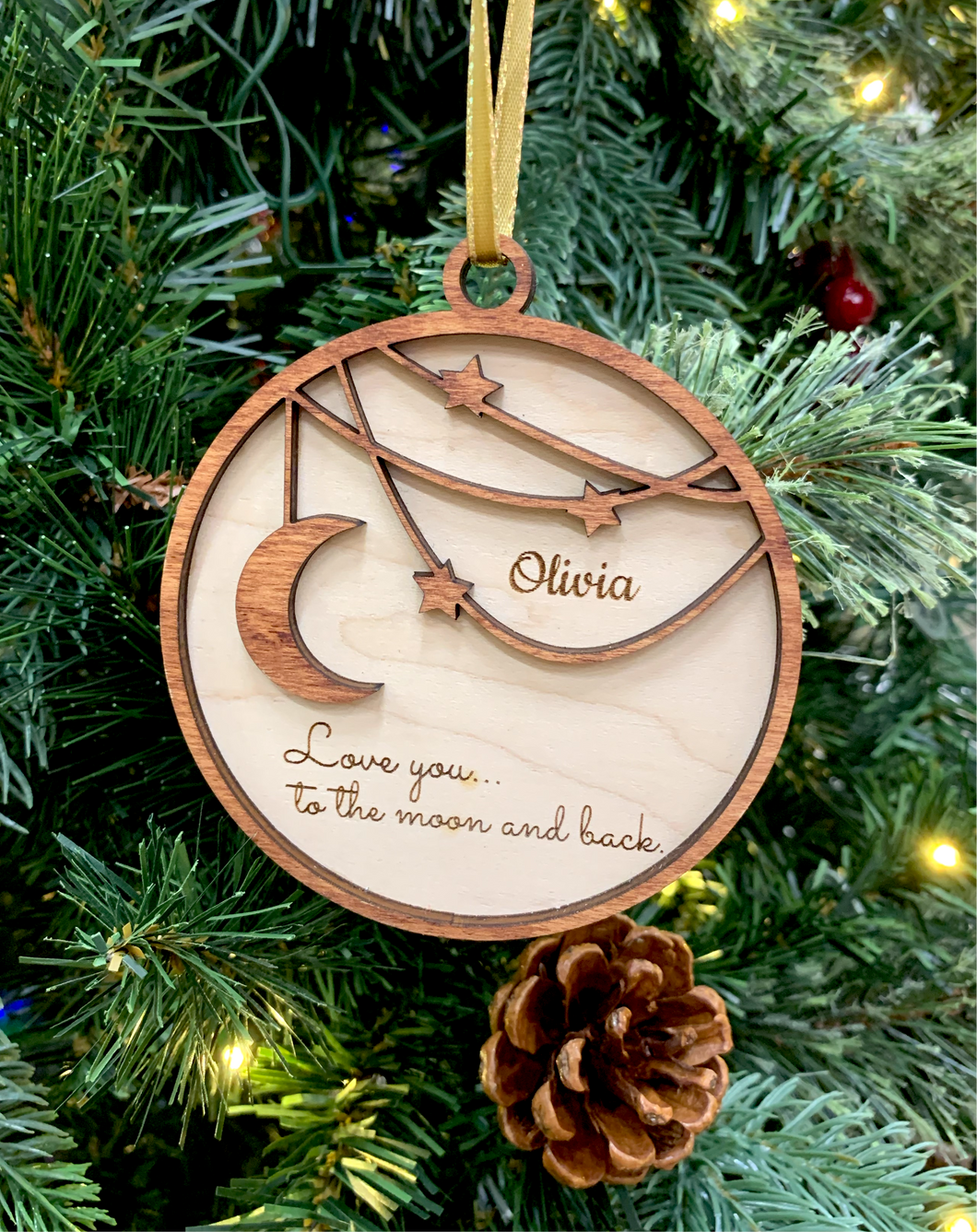 To the Moon and Back Boho Style - Personalized Ornament