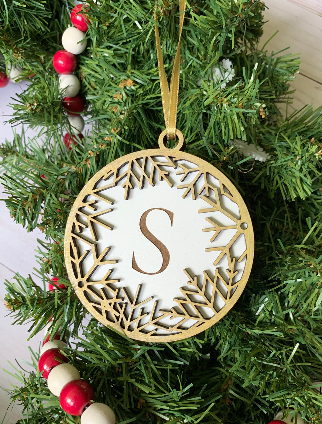 Monogram Snowflake Ornament - Two Layers, Personalized