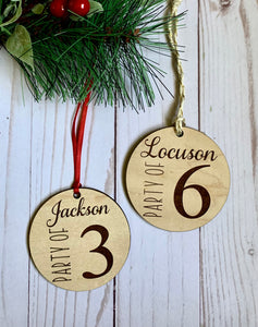 Party of __ Family Announcement Ornament